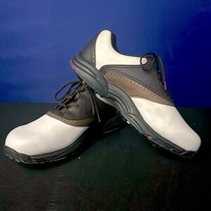 FootJoy Men's Size 9W Green Joys Brown White Lace-Up Low Top Golf Shoes